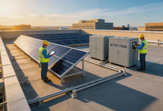 Commercial solar battery storage site
